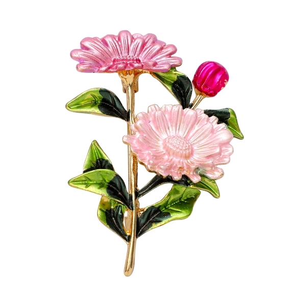 Daisy Brooch, gift boxed for Mom. Bright Colors Enameled. - Picture 5 of 6